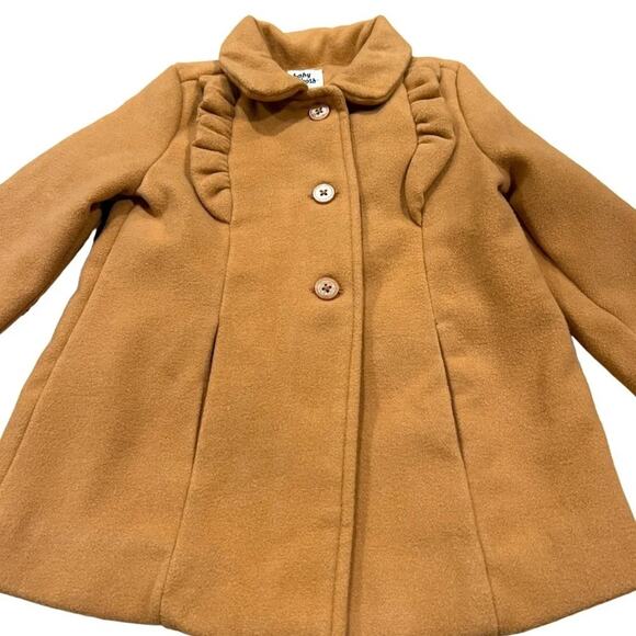 OshKosh B'gosh Baby Girl Knee Length Ruffle Pea Coat Camel - Size 18mn - Picture 3 of 9